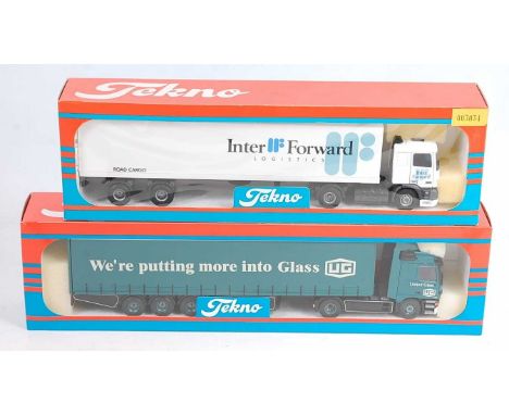 A Tekno 1/50 scale British Collection boxed road transport diecast group to include a United Glass Mercedes tractor unit with