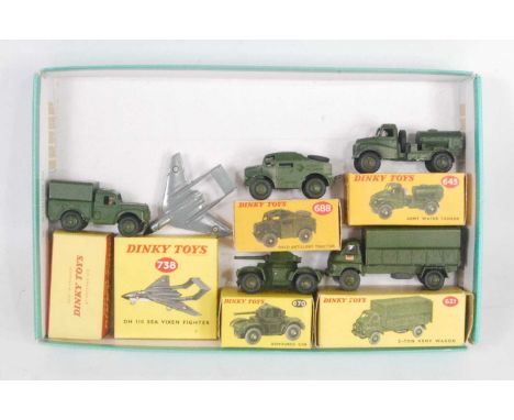 Six various boxed Dinky Toy military diecasts, all housed in the original boxes to include a No. 621 3-ton Army wagon, a No. 