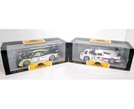 A Chrono 1/18 scale High Speed Racing Lotus diecast group, two examples to include Ref. Nos. H1072 Lotus Elise GT1 Thai race 