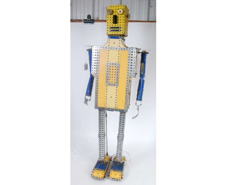 A home-made 1980s Meccano electrically operated walking robot, height 93cm