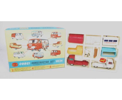 A Corgi Toys gift set No. 24 Constructor set, appears complete and housed in the original lift-up lid polystyrene tray all-ca