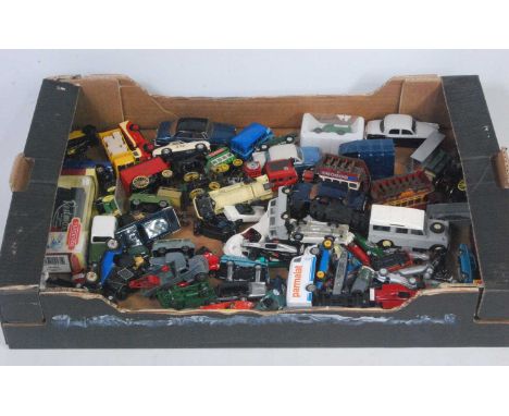 One tray containing a quantity of mixed diecast, plastic and white metal miniature vehicles and accessories, examples to incl