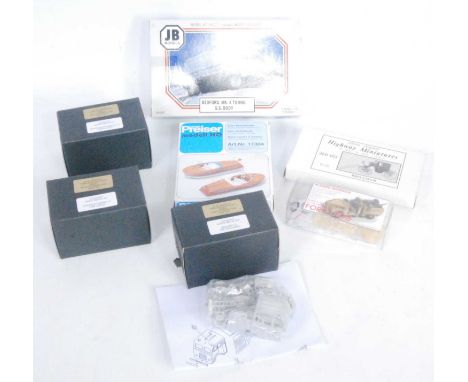 A collection of various mixed scale public transport commercial vehicle and Victorian vehicle kits and accessories to include