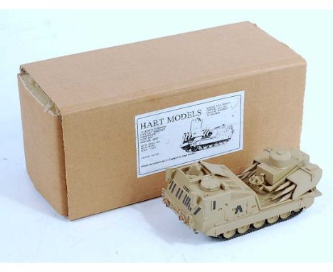 A Hart Models 1/48 scale factory hand built and hand painted model of a tracked rapier finished in sand livery and housed in 