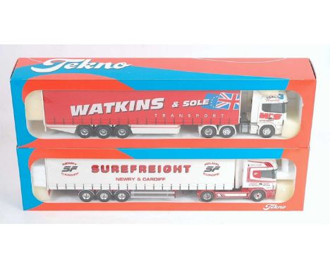 A Tekno 1/50 scale 'The British Collection' road transport diecast group to include a Watkins &amp; Sole Transport Scania R s