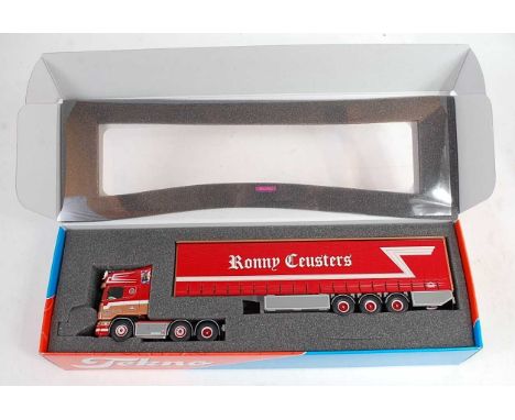 A Tekno 1/50 scale boxed model of a Ronny Ceusters model of a Scania 530 tractor unit with curtainside trailer, housed in the