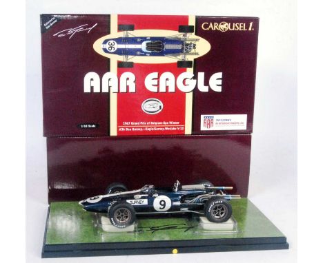 A Carousel 1/Mason Distributing Company No. 10001-CAR 1/18 scale model of a 1967 No. 9 Dan Gurney Eagle/Westlake V12 Grand Pr
