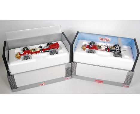 A Quartzo and A-Model 1/18 scale boxed Lotus F1 racing diecast group to include A-Model model No. Q9004 1968 Lotus 49B USA Gr