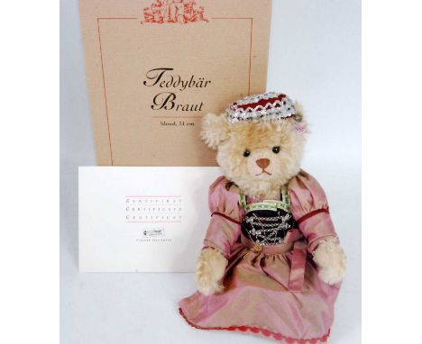 A Steiff Wedding Party series Bride bear, white tag to ear numbered 038013, limited edition of 500 released comprising blond 