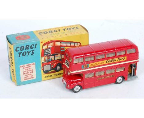 A Corgi Toys No. 468 London Transport Routemaster bus comprising red body with Corgi Classics and London Transport livery, fi
