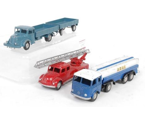 A Marklin loose diecast group to include a No. 8032 Mercedes Aral petrol tanker, a No. 8023 Marquis Deutz fire engine, togeth