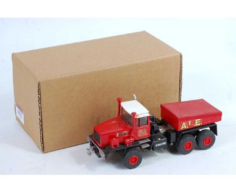 A Zon Models 1/50 scale white metal and resin kit built model of a Faun Koloss 6x6 heavy haulage unit, finished in red, black