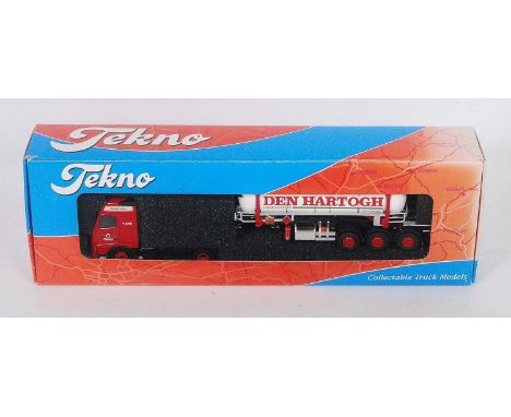 A Tekno 1/50 scale boxed model of a Den Hartogh Volvo FH12 Globetrotter tractor unit with Liquid Logistics tanker trailer, ho