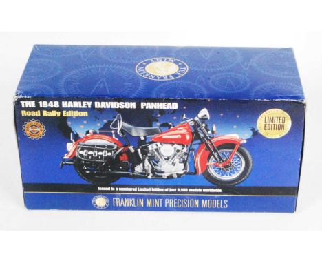 A Franklin Mint Precision Models 1/10 scale model of a limited edition 1948 Harley Davidson Panhead Road Rally Edition Motorc