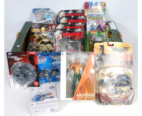 Fifteen various mixed carded and boxed TV related action figures to include Predator 2, Batman vs Superman, Marvel Legends Sh