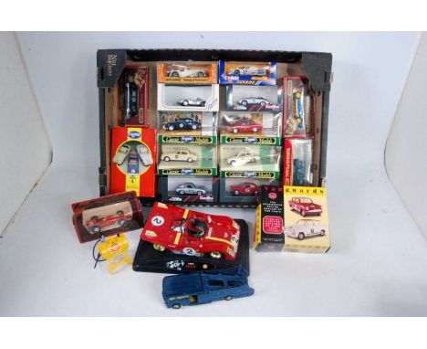 One tray containing a quantity of various mixed scale vintage and modern release racing car and saloon diecast models to incl