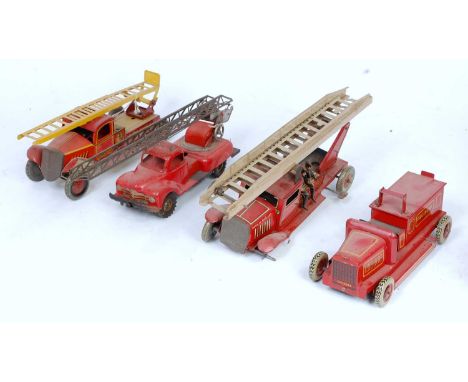 A collection of mixed tinplate and clockwork emergency services vehicles to include a Wells of London No. M14 fire engine, a 