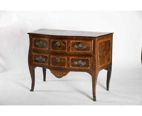 A chest of drawers, D. José I, King of Portugal (1750-1777) in the French manner, burr-Brazilian rosewood, burr-kingwood and 