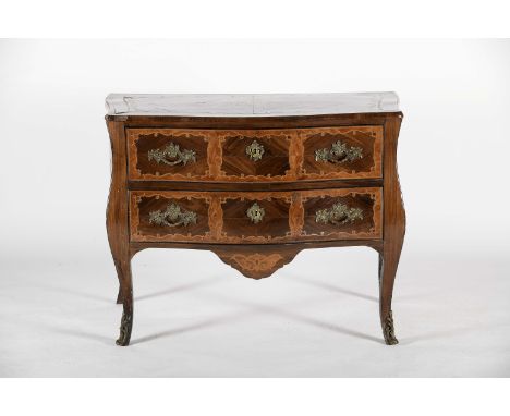 A chest of drawers, D. José I, King of Portugal (1750-1777) in the French manner, burr-Brazilian rosewood, burr-kingwood and 