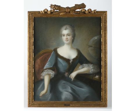 Portrait of Gabrielle Émilie Le Tonnelier de Breteuil, marquise de Châtelet-Laumont (1706-1749), next to a globe, pastel on c