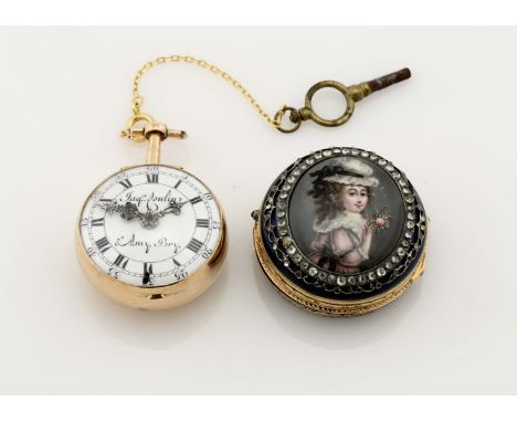A J. COULIN &amp; ARMY BRY "Cauldron" Pocket Watch, gold case with illegible reference, outer case in bicolour gold and silve