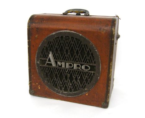 1950s Ampro sound projector speaker, bearing a label to the inside inscribed 'Sound Projector no. 5, Liverpool Education Comm