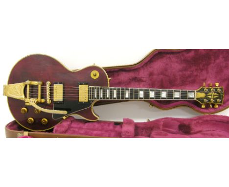 Tom McFarland - 1976 Gibson Les Paul custom electric guitar, made in USA, ser. no. 00xxxx59, wine red finish with heavy wear 