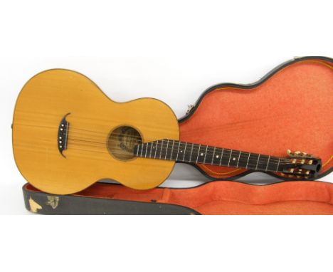 1925 Hermann Hauser guitar, labelled Herm. Hauser, Lautenmacher in Munchen, A.D. 1925, with open peg box, 20 fret ebony finge