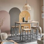(1E). RRP £200. Nina Dining Nest 4 Stools Grey. Table: (L120x W65x H90cm). Stool: (W35x D35x H60cm)
