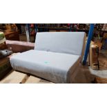 (P) Freya Brushed Sofa Bed Grey. Sofa : (H)80 x (W)122 x (D)92cm. Bed : (H)27.7 x (W)122 x (L)188cm
