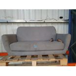 (R3 Racking) Grey 2 Seater Sofa. 2 Legs Seen