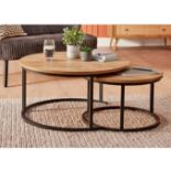 (2B) RRP £150. Kubu Coffee Nest Set Of 2. (Large Table H39x Dia 77cm, Small Table H34.5 x Dia 57cm)