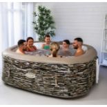 (R9) RRP £500. Cleverspa Sorrento 6 Person Square Hot Tub With LED Lights. LED Lights Seen Working.