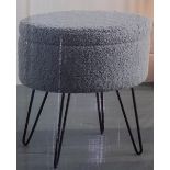 (2B) 4x Items. 1x Wooden 3 Tier Plant Stand White. 1x Grey Teddy Storage Stool. 1x Black Wood Bar S