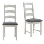 (2A) RRP £195. Norbury Grey Set Of 2 Dining Chairs. (H103x W44x D49cm).