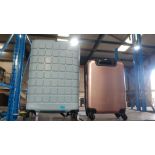 (1C). 2x Suitcase. 1x IT Blue Medium. 1x Rose Gold Cabin.