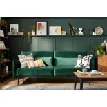 (P) RRP £550. Sutton Sofa Bed Emerald. Dimensions: (Sofa-H88x W208x D86cm, Bed-H45x W115x D188cm).