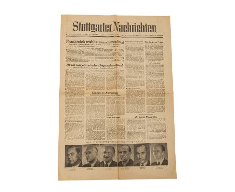   Erstausgabe Stuttgarter Nachrichten, Stuttgart 1946 -  Stuttgarter Nachrichten, Erstausgabe vom Dienstag, den 12. November 