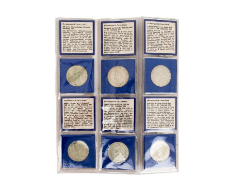   BRD - Aus den Top 5! Germanisches Museum 1952 D,  Schiller 1955 F, Markgraf v. Baden 1955 G, v. Eichendorff 1957 J sowie Fi
