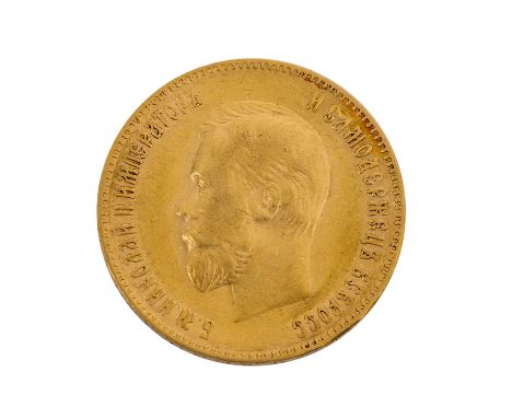   Russland/GOLD - 10 Rubel 1900 r,  Nikolaus II., ca. 7,74 g fein, ss  Russia/GOLD - 10 roubles 1900 r, Nicolas II., approx. 