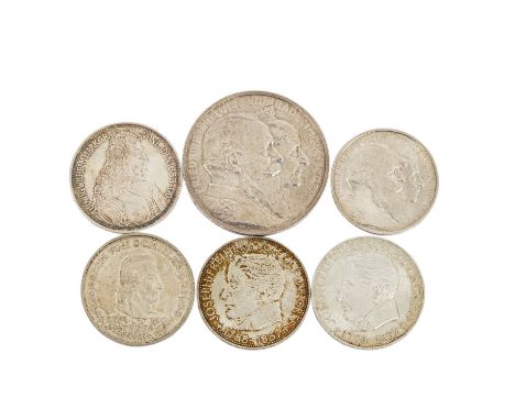  Kaiserreich und BRD - Konvolut aus den Top 5  mit 5 DM 1955 G Markgraf v. Baden, 5 DM 1955 F Schiller sowie 2 x 5 DM 1957 J