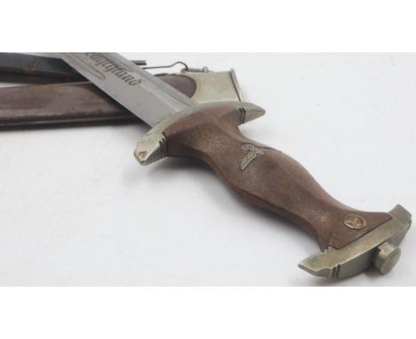 Early Third Reich period SA Rohm dagger by Carl Eickhorn, with acid etched blade, steel scabbard and leather frog. UK P&amp;P
