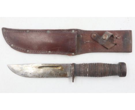 Hunting knife in leather sheath, marked CASE XX to ricasso and numbered 337-6. UK P&amp;P Group 2 (£20+VAT for the first lot 
