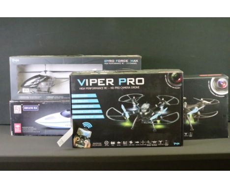 Radio Control - Four boxed R/C models to include Viper Pro High Performance RC - HD Pro Camera Drone, Trojan Extreme drone, G
