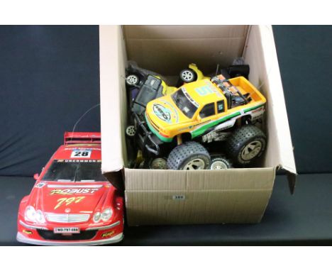 Radio Control - Five R/C vehicles to include New Bright Dessert Racer (with transmitter), JiaHong 4x4 Monster Pick-Up Truck (