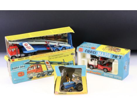 Three boxed Corgi diecast models to include Corgi Major 1142 Holmes Wrecker Recovery Vehicle with Ford Tilt Cab, 74 Ford 500 