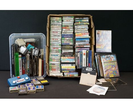 Retro Gaming - Around 90 cased games cassettes for Atari consoles (featuring Aztec, Mercenary, Hacker, Timeslip, Tomahawk, Pa