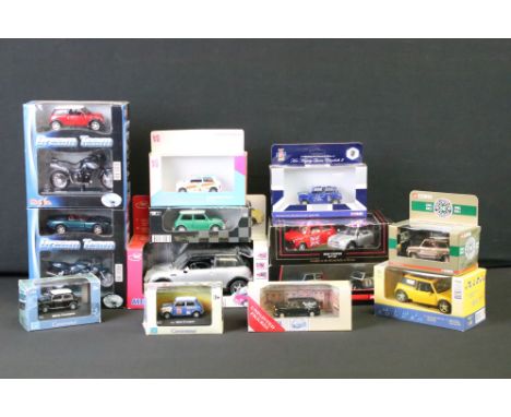 13 Boxed diecast, mini diecast models and sets to include Corgi Mini 7 CC99180, Corgi 24ct gold plated 50th Anniversary Austi