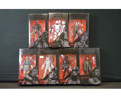 Star Wars - Seven boxed Hasbro Star Wars The Black Series figures to include Imperial Death Trooper, Lando Calrissian, First 