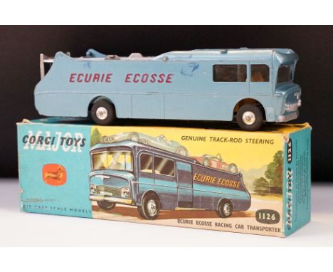 Boxed Corgi Major 1126 Ecurie Ecosse Racing Car Transporter diecast model, diecast showing some marks including possible pain